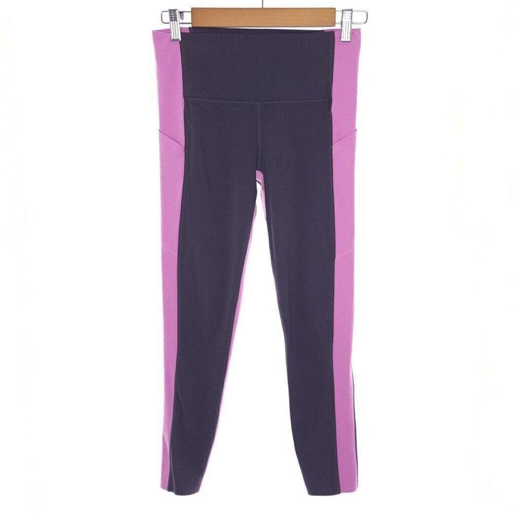Athleta Yin 7/8 Tight Breathable Wicking Leggings Womens Small Pink Gray